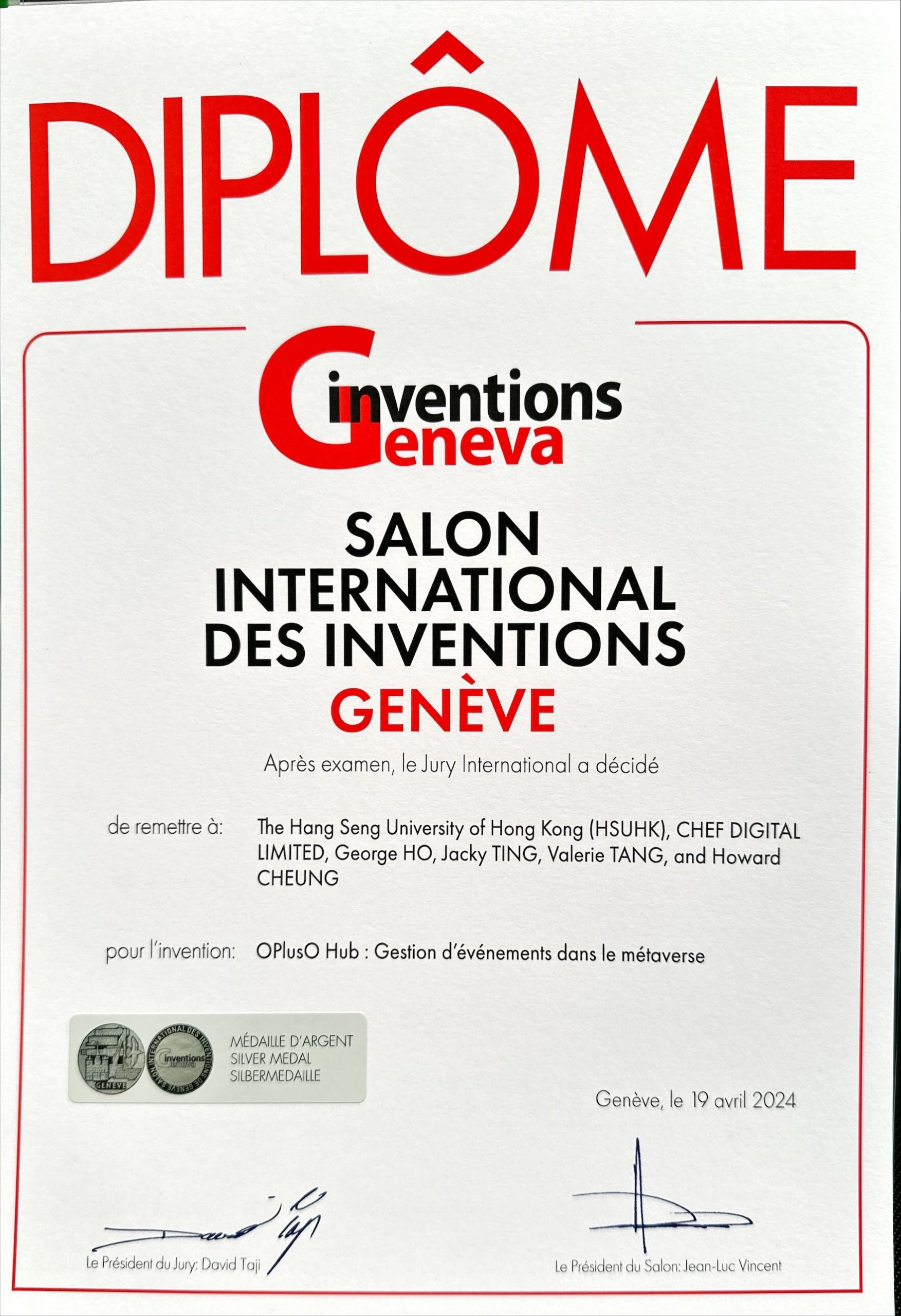 Congratulations to Dr George Ho and his team - Silver Award winner at the 49th Geneva International Exhibition of Inventions